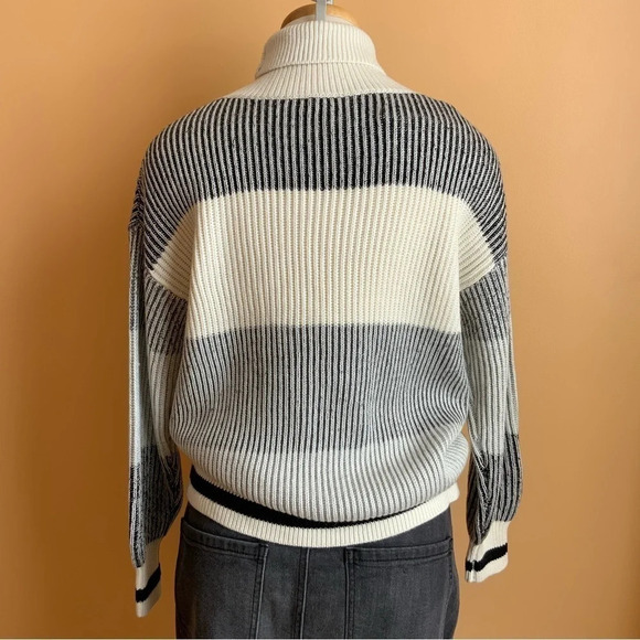 FUNSPORT Colorblock Ribbed Knit Turtleneck Sweater Size M Scandi Style - Picture 5 of 14